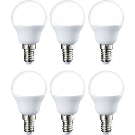 Set di 6 piccole lampadine LED rotonde G45 Attacco Edison a vite E14 5 W Bianco caldo Intensità non regolabile [Classe energetica F]