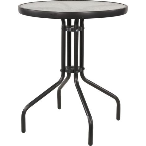Gartentisch,Metall,Ø60cm, anthrazit,Glasplatte