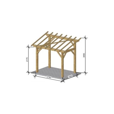 WMU – Garage bois autoportant 1 véhicule – Surface 5.3 m² – Longueur 2.8 m – Largeur 1.9 m – Pente 30% pour protection pluie et neige (1/5)