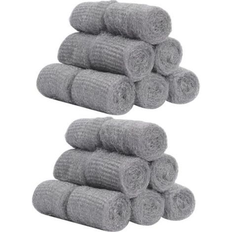 24Pcs Tampon En Laine D\\'acier Laine De Fil D\\'acier De Polissage Casserole De Laine D\\'acier De Nettoyage Bouche-porte Paille (1/4)
