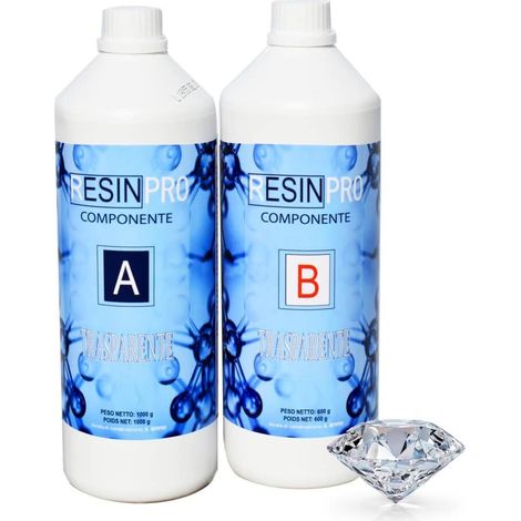 Resina epossidica trasparente atossica multiuso per colata da 1,6 kg resin pro