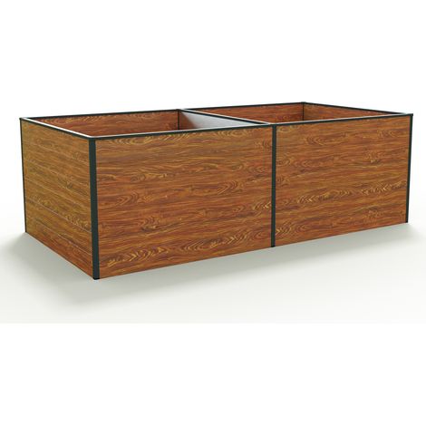 GFP Carré potager surélevé pour herbes et légumes Aluminium DANIELA - 235 x 119 x 77 cm - OPTIQUE BOIS - indéformable et résistant aux intempéries avec profilés creux aluminium - Made in Autriche (1/3)