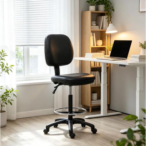 Sedia da ufficio regolabile 49,5x46x115,5-137 cm nera girevole ergonomica FloraGrace (1/5)