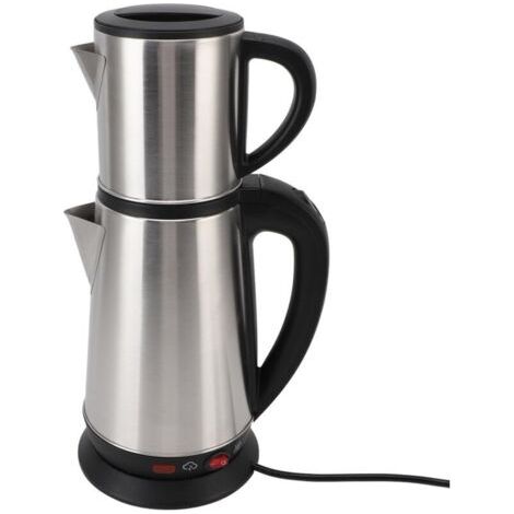 QORVA- Ensemble de bouilloire électrique turque 1L et 2L, en acier inoxydable, machine à tisane noire, Double théière pour la maison, prise ue, 220V