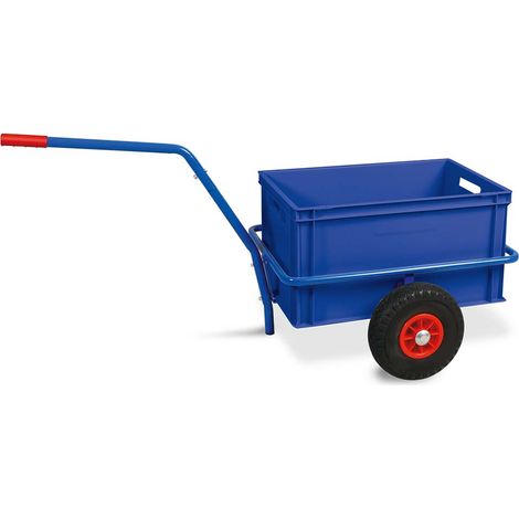 BRB Chariot à main avec boîtier en plastique amovible 600 x 400 x 320 mm, bleu, pneus anti-crevaison, charge maximale 200 kg (1/2)