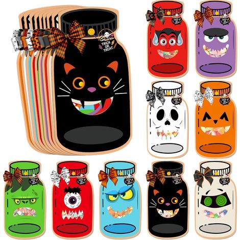 Sacs de d'Halloween Jolie pochette d'emballage festive Ensemble Sacs À Bonbons Et Cartes Pour Bocaux Halloween Pour Chocolats, , Gelées, Sucettes, pour la Classe, l'École et les (1/5)