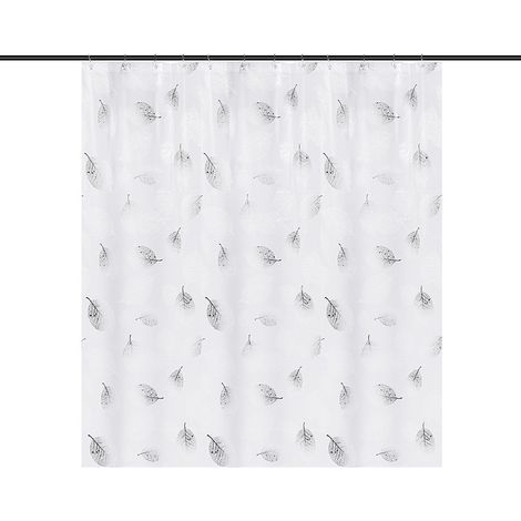 Shower curtain, 180 x 200 cm, water and mildew resistant, flexible assembly, bathroom, black and white