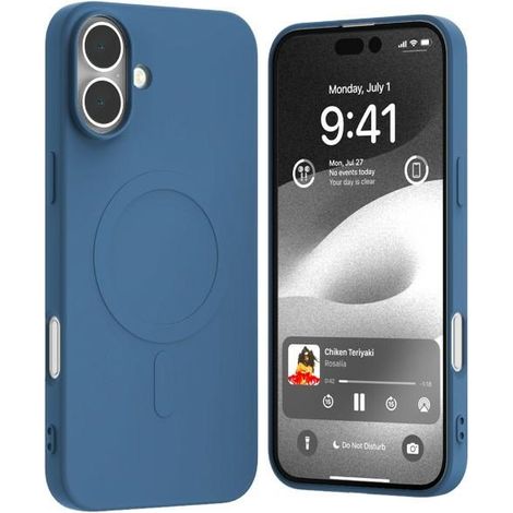 Funda Mercury MagSafe de silicona semipermanente para iPhone 16 Plus de 6,7 pulgadas, color azul
