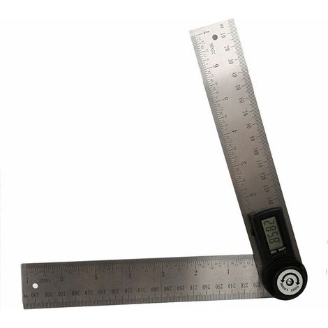 Règle D'angle Numérique, Rapporteur, Mesure de Longueur 280 mm et d'Angle en Acier Inoxydable avec Maintien, Zéro et Grand Ecran LCD, Système Mm/Inch, pour le Travail du Bois, Construction (1/5)