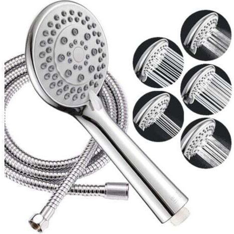 Großes, wassersparendes Duschset mit hohem Druck – Antikalk-Handbrausekopf mit 1 flexiblem Edelstahlschlauch für das Badezimmer