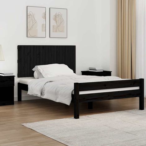 vidaXL Cabecero de cama pared madera maciza pino negro 127,5x3x60 cm (1/5)