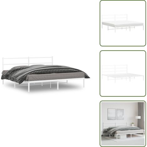 Letto con spazio sotto - vidaXL Giroletto con Testiera Metallo Bianco 193x203 cm - Letto con supporto schiena