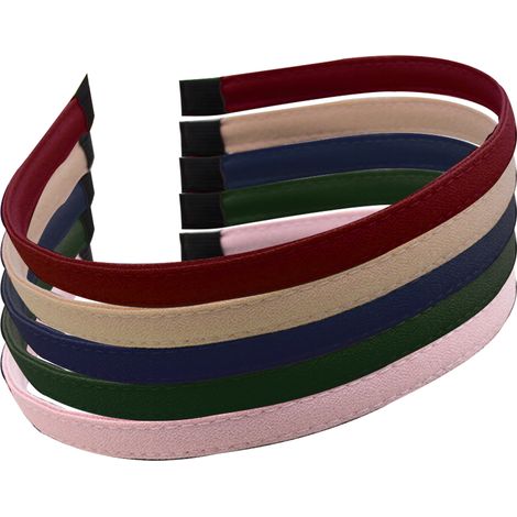Headband Cuir Synthétique - 1,1 cm Largeur - Anti-dérapant avec Dents - Pour Femme et Fille - Lot de 5 (1/5)