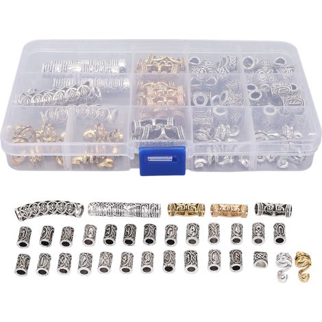 89 perles multifonctionnelles pour barbe et cheveux, pendentifs et bracelets DIY, accessoires de coiffure homme