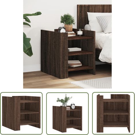 The Living Store Nachttisch Braun Eichen-Optik 45x50x50 cm Holzwerkstoff - Nachttisch - Beistelltisch - Wohnzimmerschreibtisch - Eiche Optik - Holzwerkstoff (1/5)