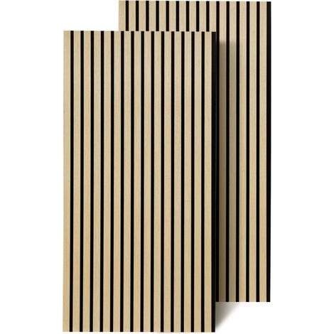 Jiubiaz Pannello a doghe Rivestimento per pareti in MDF naturale Pannello acustico moderno per pareti in legno impiallacciato feltro 2x 120x60x2,1 cm In legno (1/5)