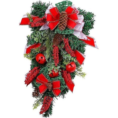 Couronne de Noël unique, décoration murale et porte, guirlande artificielle pour fêtes, déco festive élégante. (1/4)