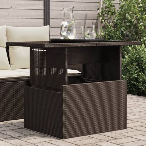 Gartentisch mit Glasplatte Braun 100x55x73 cm Poly Rattan vidaXL