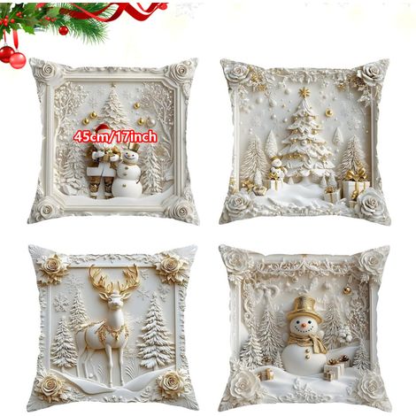 Weihnachtliche Tagesbett-Kissenbezüge, 4er-Set, 45 x 45 cm