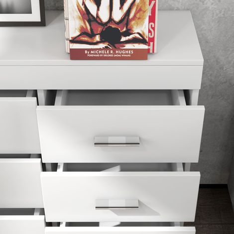 Tablette blanche en bois avec tiroir, 90x35x73 cm, idéale pour chambre, cuisine et salle de bain (1/5)