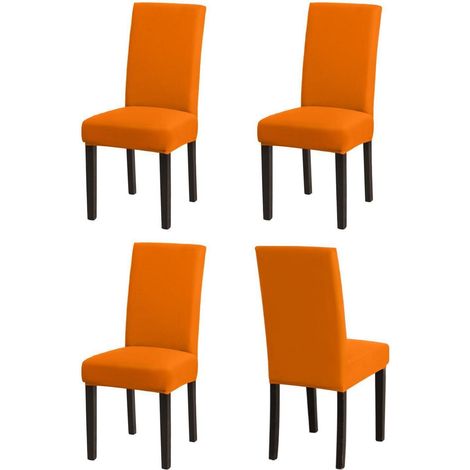 Housses de chaise orange extensibles pour salle à manger, lot de 4, lavables et amovibles (1/5)