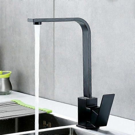 Mitigeur d'évier de cuisine noir à rotation à 360° (1/5)