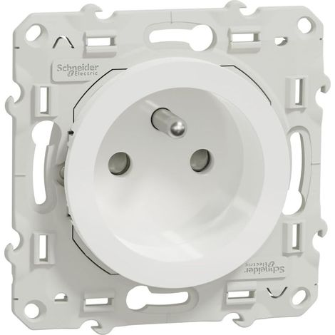 Schneider - CL40S520059 - Odace, Lot de 40 Prises de Courant 2P+T Blanc (1 repiquage) - S523059P