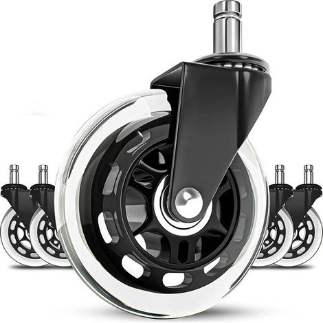 5-piece office chair casters – 11x22 mm swivel wheels – 360° silent rolling – Abrasion resistant – Protects sensitive floors (1/5)