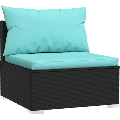 Maison Exclusive - Garten-Mittelsofa mit Kissen Schwarz Poly Ratt (1/5)