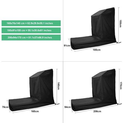 Housse de tapis de course imperméable - Non pliable - Avec fermeture éclair et cordon de serrage - Noir (185x91x155cm) (1/3)