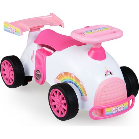 Auto cavalcabile per bambini con musica e spazio per riporre gli oggetti - Tema unicorno