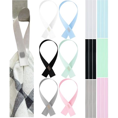 Accroche-serviettes à coudre, 24 pcs, 180 x 12 mm boucles, six couleurs, support pour torchon, serviette de bain, chiffon, tissu, articles de décoration, accessoires de camping, porte-serviettes (1/5)