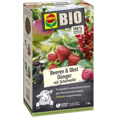 COMPO BIO Beeren- und Obst Dünger mit Schafwolle - 2 kg (1/4)