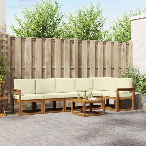 Outdoor-Sofagarnitur mit Kissen 7 pcs Natur und Creme