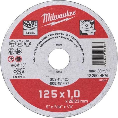 Milwaukee Mola Contractor diametro 125 mm spessore 1 mm da taglio
