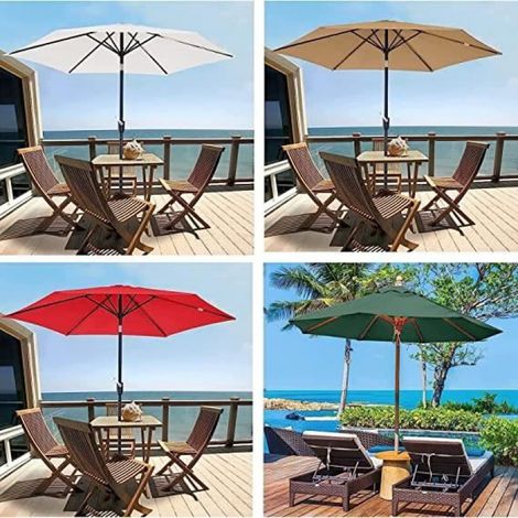 Toile de rechange pour parasol d'extérieur - - 2.7m - Vert - 8 baleines - Polyester (1/4)