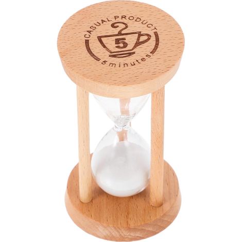Sablier Décoratif Minuteur Portable de 5 Fond Plat en Bois et Verre (1/5)