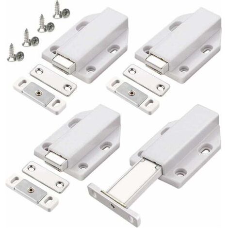 Push to Open 4 Pièces Push Open Poussoir Porte Placard Aimant Fermeture pour Armoire Tiroir Systeme Loquet Magnetique Verrou Poussoir Porte Amortisseur Pour La Porte de Placard