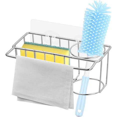 Sink Sponge Holder Sink Organizer Sink Sponge Holder Kitchen Stainless Steel Kitchen Sponge Holder Stainless Steel Adhesive Sponge Holder Storage Sponge for Sponge (1/5)