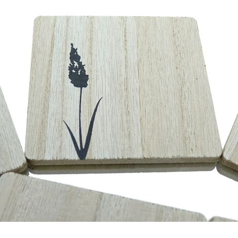 Riffelmacher Untersetzer eckig 6er Pack 10x10x3cm Holz 1 Zweig (1/3)