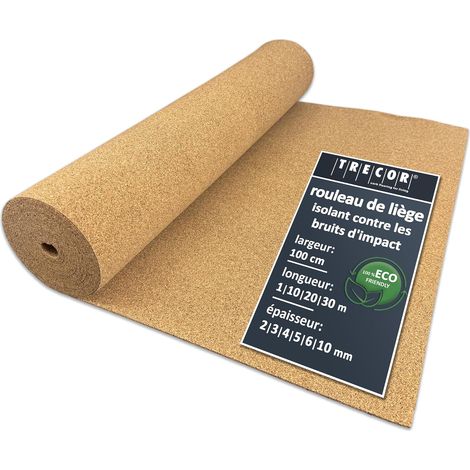 1 Rouleau Liège Isolation Phonique 2mm Densité 200kg/m³ 20m² Pour Chauffage Sol