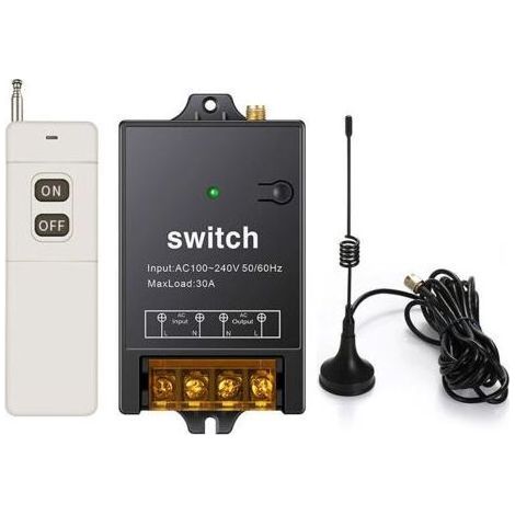 Commutateur de télécommande, longue distance de 1500 M, commutateur RF sans fil de relais AC 110 V/120 V/240 V/40 A, commutateur à distance sans fil pour équipement électrique d'éclairage de moteur de (1/5)