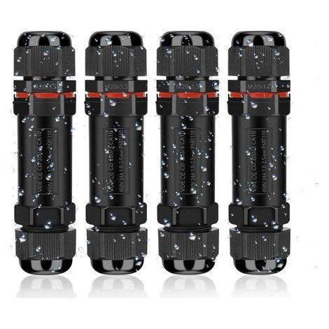 Raccord Électrique Étanches IP68, Connecteur de Câble Électrique Boîte de Derivation Étanche Éxterieur 3 Fils, Domino Etanche Boîte de Jonction pour Câble Ø 3 à 12 mm (4 Pcs) (1/5)