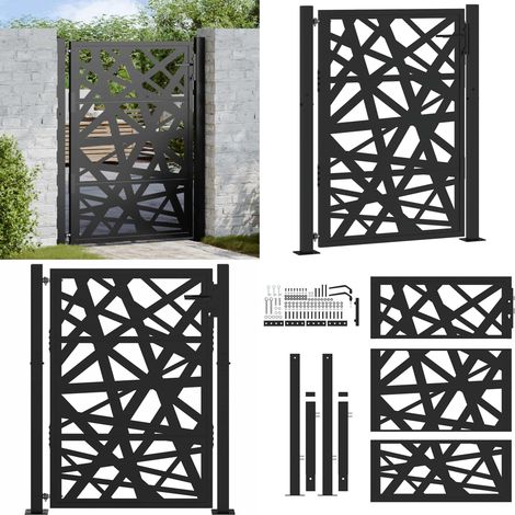vidaXL Portail de jardin noir 105x130 cm acier conception de lumière