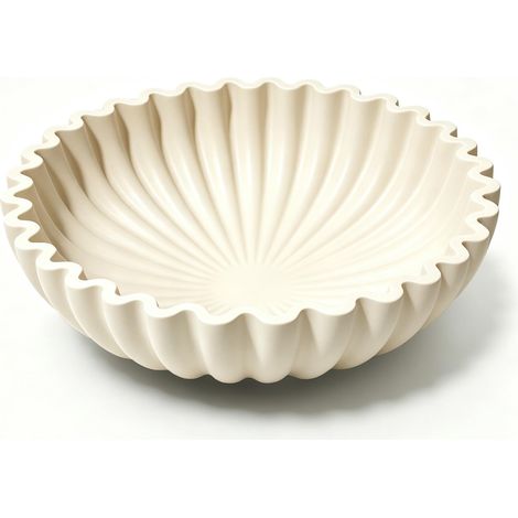 Bol à volants en béton fait à la main – Bol à fleurs décoratif vintage festonné et panier à fruits  Centre de table moderne, plateau à clés pour entrée, cadeau de mariage et de pendaison de (1/5)