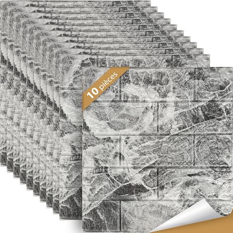 10Pcs Papier Peint Mural 3D,Blanc Brique Papier Peint,Effet Pierre,Autocollant adhéSif Mousse De PolyéThylèNe Amovible,Stickers Muraux (marbre) (1/5)
