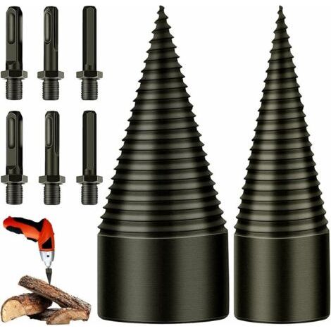 QORVA-Fendeuse de bûches 32 mm et 42 mm – Acier au carbone – Revêtement titane pour réduction de friction – Forets coniques avec 6 poignées