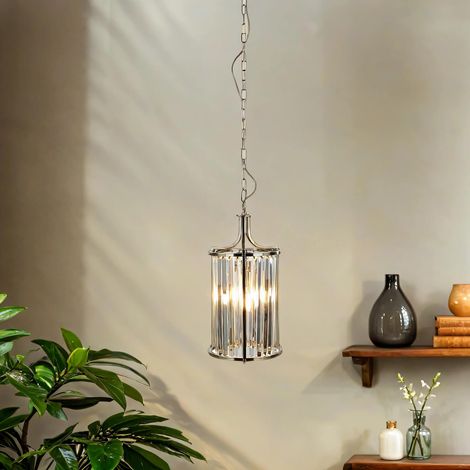 Suspension métal verre Ø 26 cm ronde H : max 150 cm en laiton antique E14 2 lampes Art Déco (1/5)