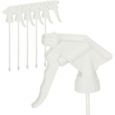 Accesorio de pulverización de 6 vías: cabezal de pulverización con rosca 28/400 adaptador para botella pulverizadora con junta NBR para pulverización de agua (NBR - blanco).