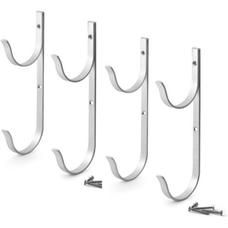 Conjunto de 4 Soportes Premium para Bastones de Piscina de Aluminio, Ganchos Ideales para Telescopicos, Skimmer, Rastrillos, Redes, Cepillos, Mangueras y Accesorios (1/4)